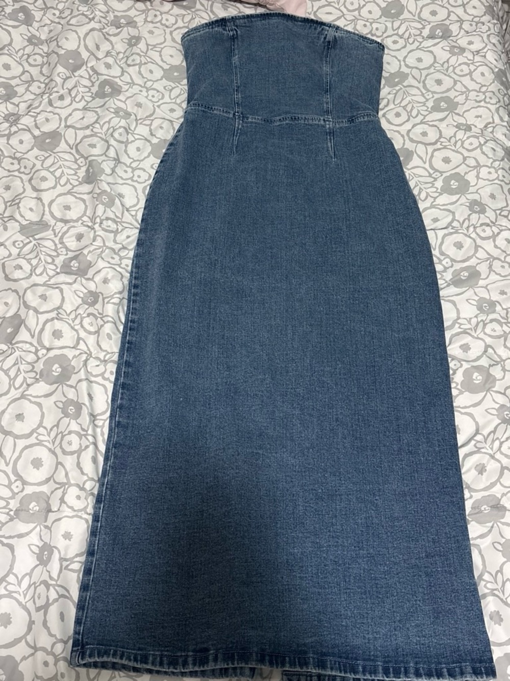 Abercrombie & Fitch Strapless Dark Blue Denim Maxi Dress